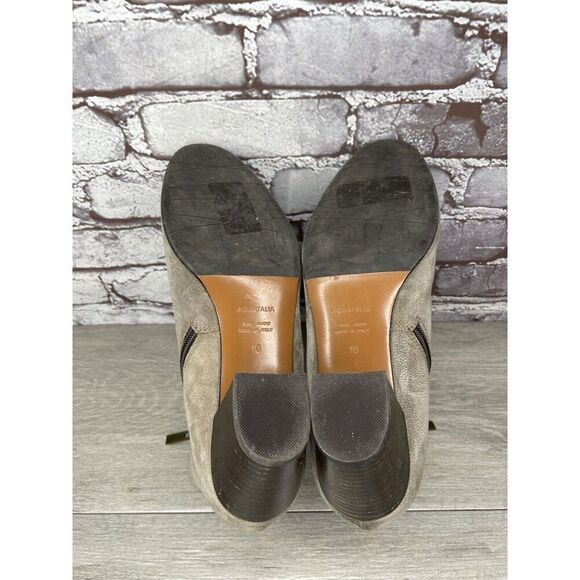 Aquatalia Taupe Suede Leather Side Zip Heel Ankle Booties Women’s Sz 10M US/41EU - Picture 8 of 16